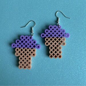 Handmade Ice Cream Cone Perler Bead Earrings